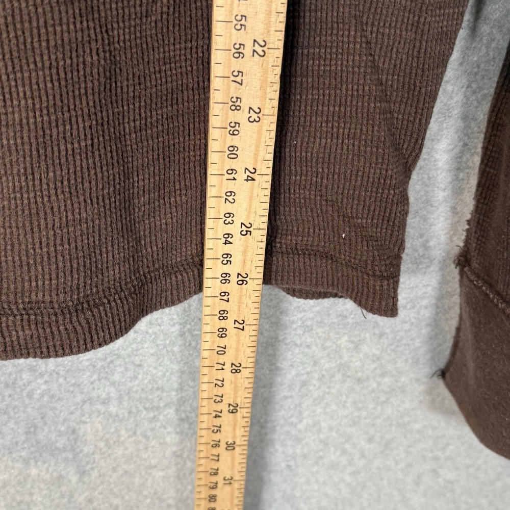 American Eagle Thermal Mens Medium Y2K Logo Long Sleeve Brown Shirt - Picture 5 of 7